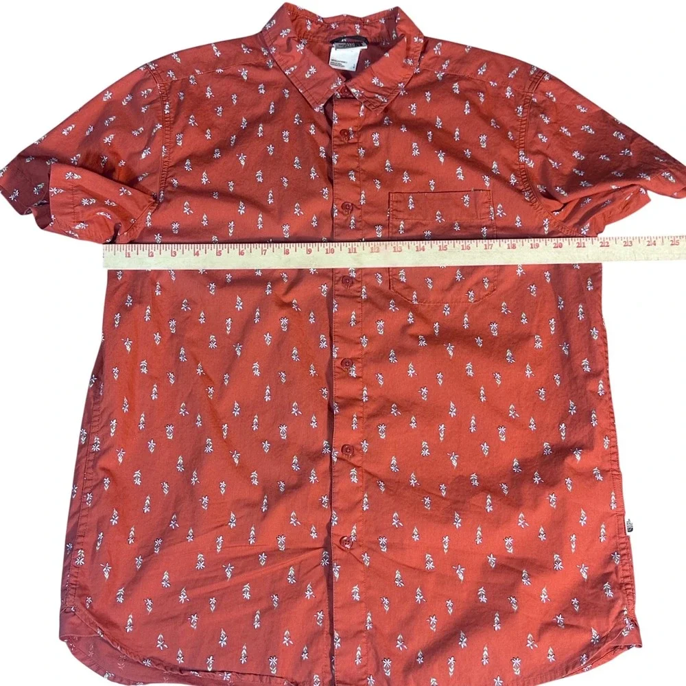 The North Face Button Up‎ Shirt Mens Large Orange Floral Short Sleeve NF0A55ND